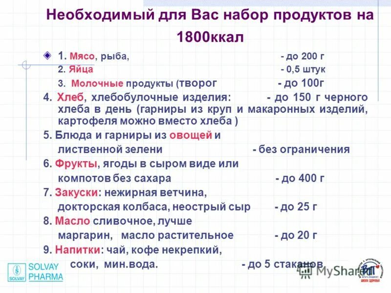 Меню на неделю на 1800