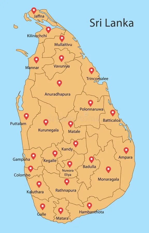 Остров шри ланка координаты. Столица Шри Ланки на карте. Районы Шри Ланки на карте. Шри Ланка карта округов. Карта округов Шри Ланки.