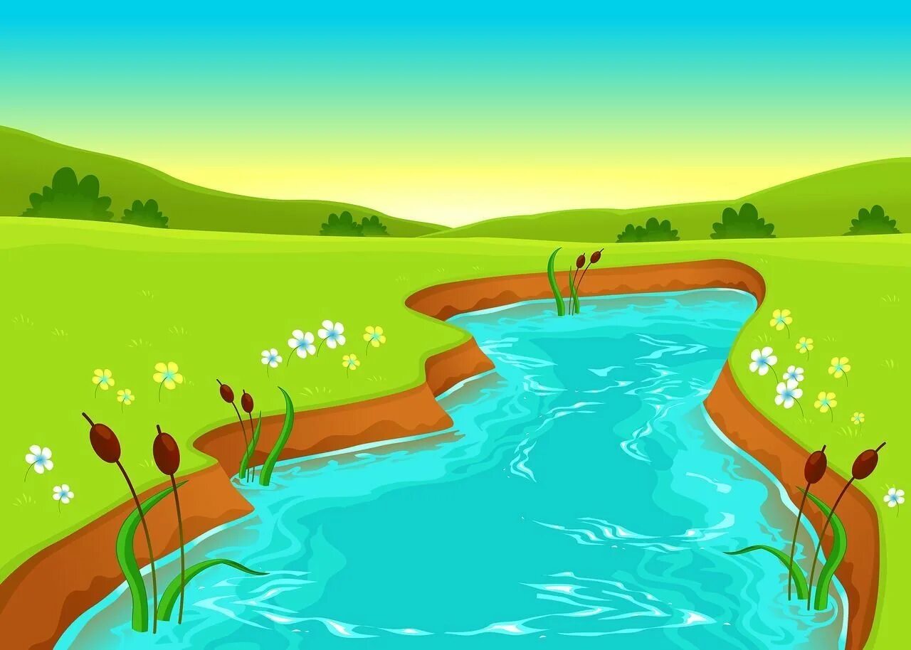 Река детская картинка. Речка мультяшная. Речка рисунок. Река картинка для детей. Река рисунок для детей.