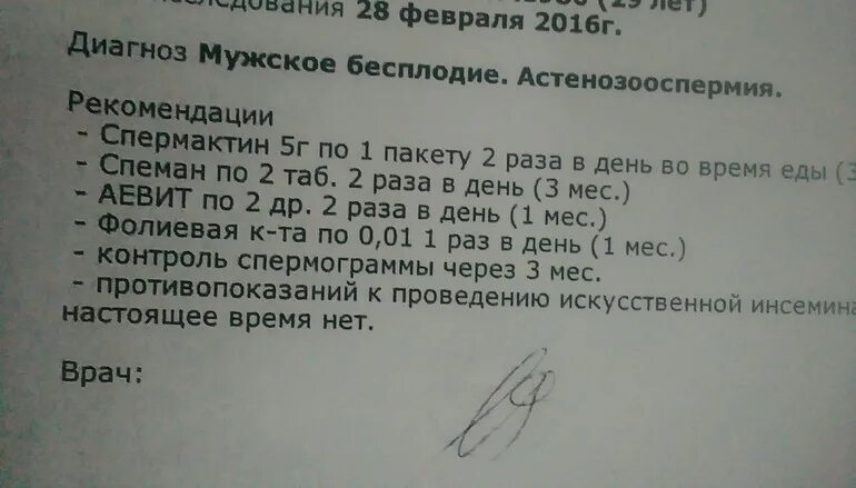 Справка о бесплодии