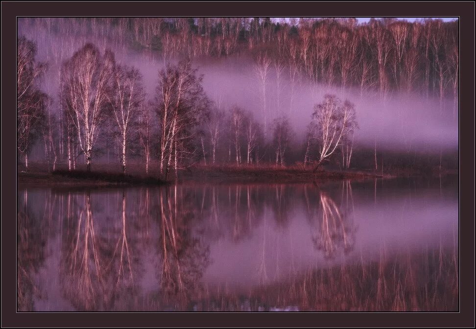 Сиреневый вечер. Пейзаж фиолетовый вечер. Картина сиреневый туман. Марево озеро вечер. Опустился сиреневый вечер