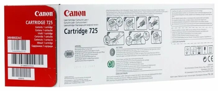 Canon cartridge 725. Картридж лазерный Canon 725. Canon 725 3484b005.. Принтер Canon lbp6000b картридж.