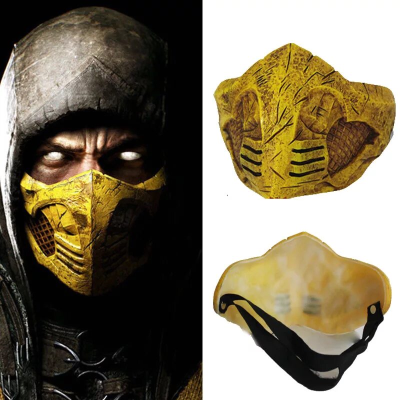 Какие маски были в 1. Маска Scorpion Mortal Kombat. Mortal Kombat маска скорпиона. Скорпион мортал комбат 10 маска. Мортал комбат 11 Скорпион маска.