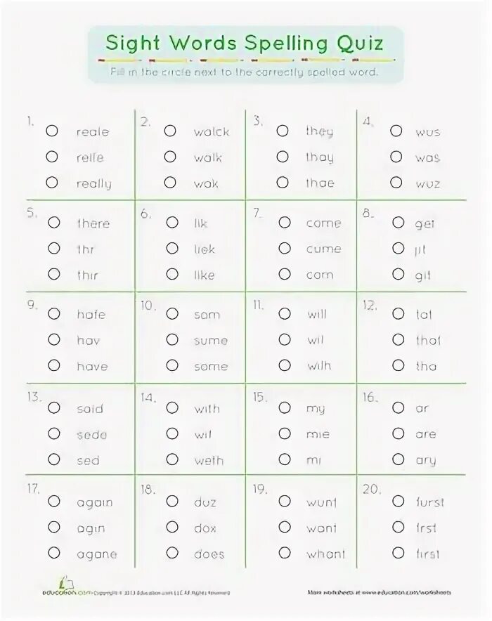 Spelling quiz. Spelling quiz