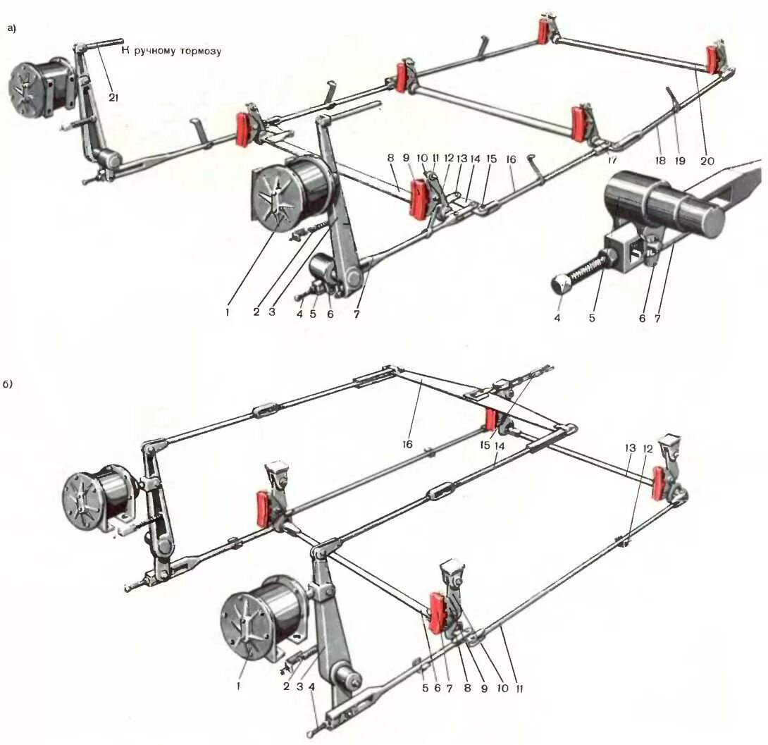 Сколько стояночных тормозов. Схема тормозной рычажной передачи пассажирского вагона. Тормозная рычажная передача пассажирского вагона. Конструкция тормозной рычажной передачи пассажирского вагона:. Привод "а" тормозной рычажной передачи грузового вагона.