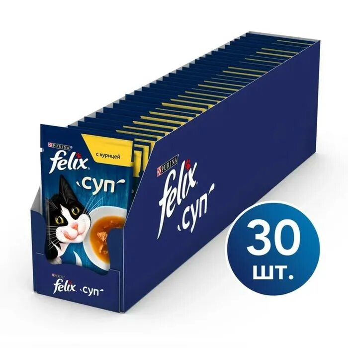 Felix суп. Корм для кошек felix суп с говядиной 48 г. корм для кошек felix суп с курицей 30шт. х 48 г.