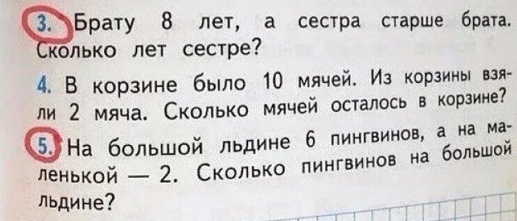 Сколько брату лет 9. Смешные детские задачи. Смешные задачи в учебниках. Тупые задачи. Самые тупые задачи.