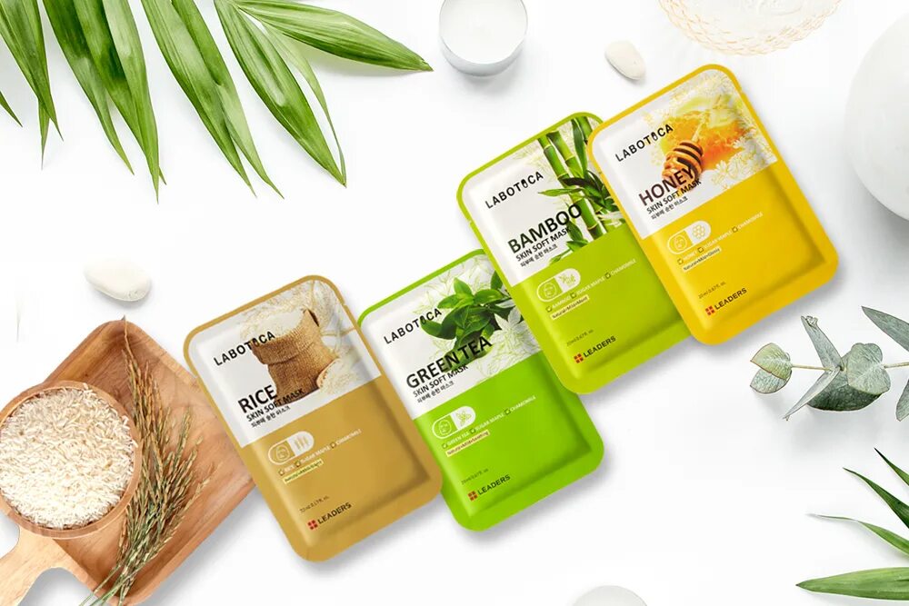 Soft mask. Sheet mask cosmetic. rice labotica skins of mask sugar leaders. deep nutrition softness skin.