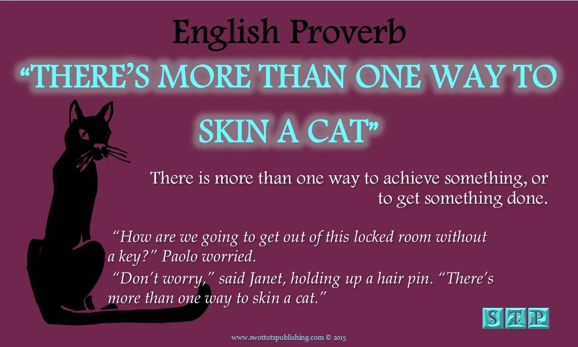 Cat meaning. There is more than one way to Skin a Cat. Cat idioms. There are more ways than one to Kill a Cat. To Skin a Cat.