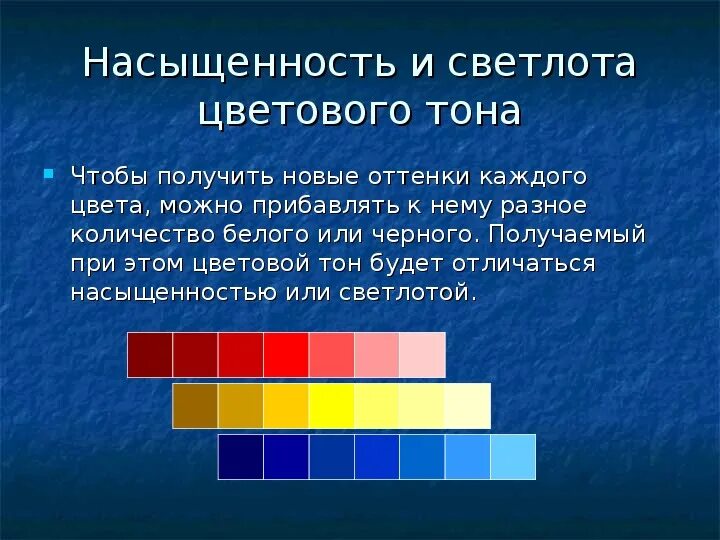 Изменение оттенков цвета. Цветовой тон насыщенность светлота. Характеристики цвета тон светлота и насыщенность. Цветоведение основные характеристики цвета светлота. Счетовой тон насыщенность светлота.