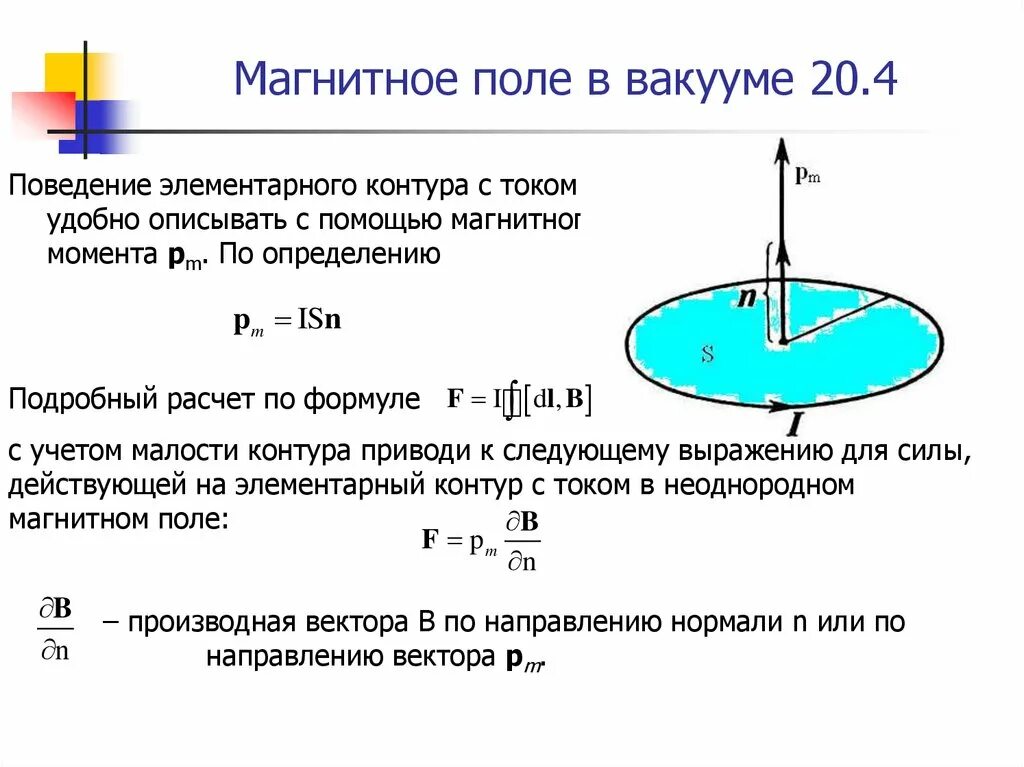 Магнитный момент величина. Элементарный ток в магнитном поле. Магнитное поле постоянного тока в вакууме. Магнитный момент витка с током формула. Магнитный момент кругового тока формула.