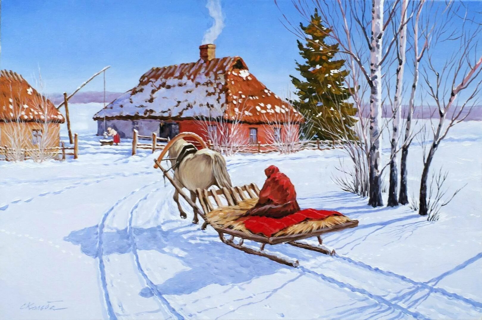 Пушкин зима крестьянин торжествуя. Зимний пейзаж деревня живопись.