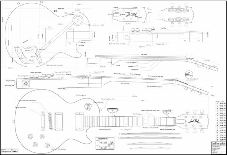 Где купить чертежи гитар Чертежи les paul