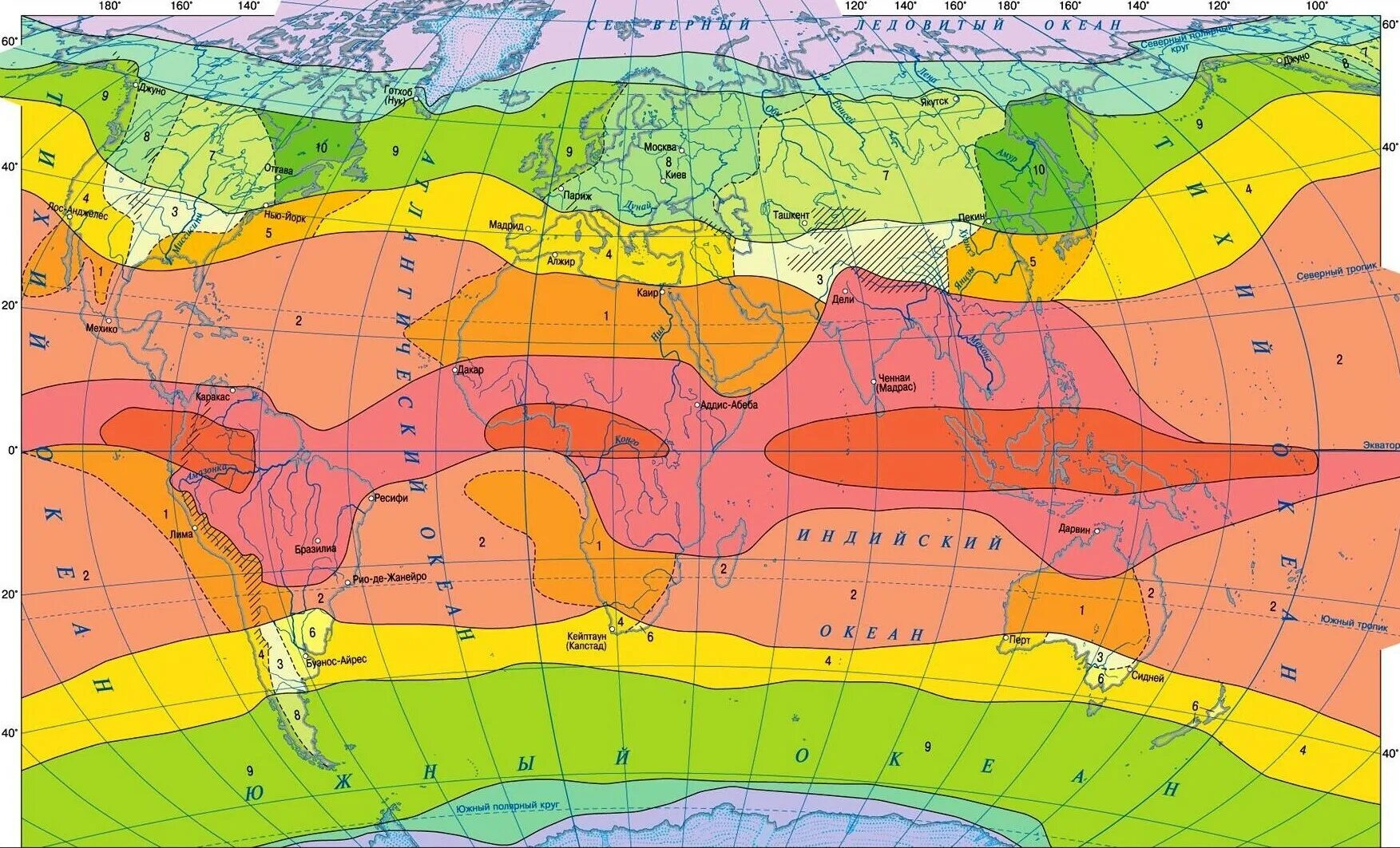 Карта климатических поясов.