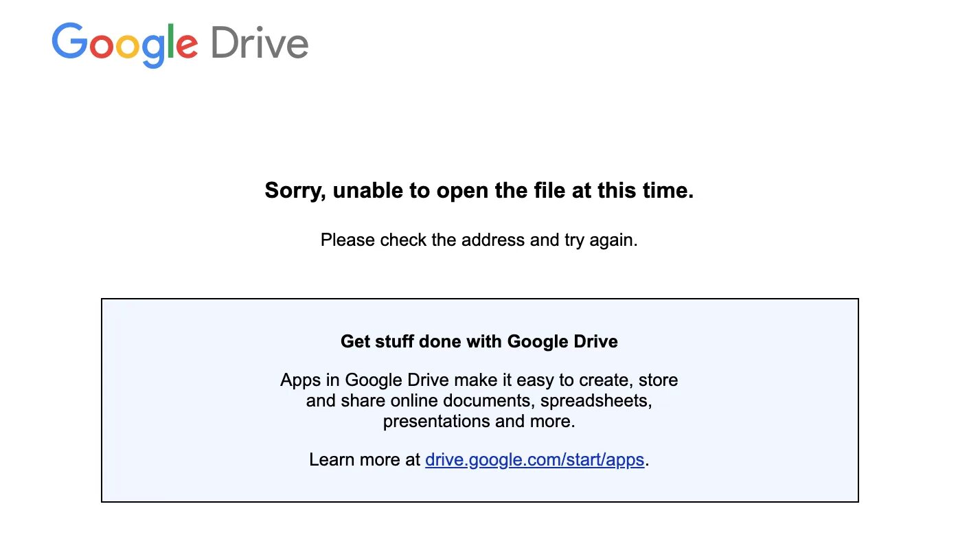 Unable to open the script file. Google apps script. Cant open my file in Google Drive. Неверный URL.