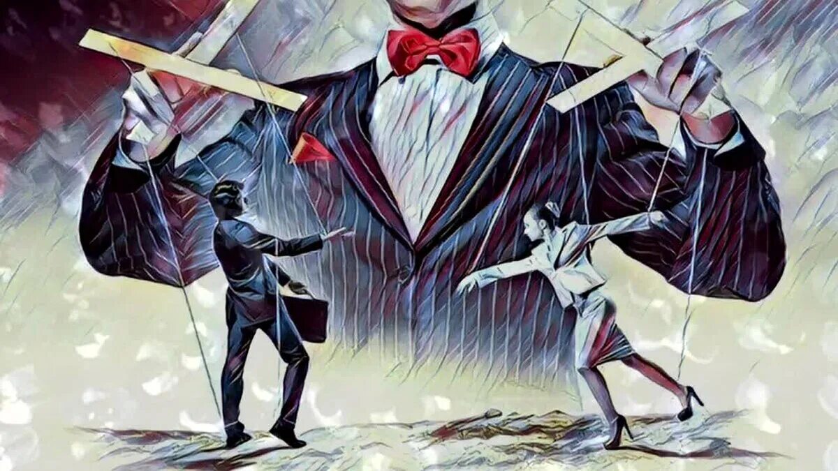 Манипуляции зависимых. Манипуляция арт. манипуляции живопись. человек управляет марионеткой арт. манипулирование людьми арт.