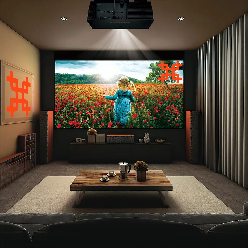 Лазерный домашнего кинотеатра. Проектор barco, Home Cinema 3020. Проектор для домашнего кинотеатра 2023. Экран для проектора в интерьере. Комната с проектором.