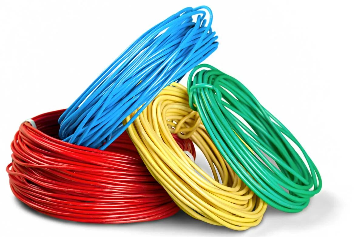 Провода. Электрические провода. Моток кабеля. Цветной кабель.
