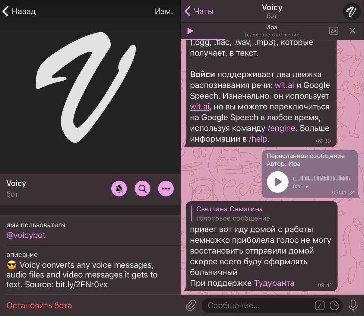 Бот переводящий голосовые
