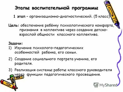 Этапы воспитательной работы