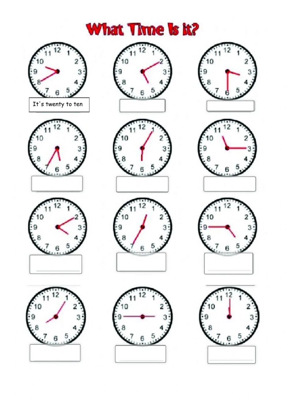 Telling the time worksheet