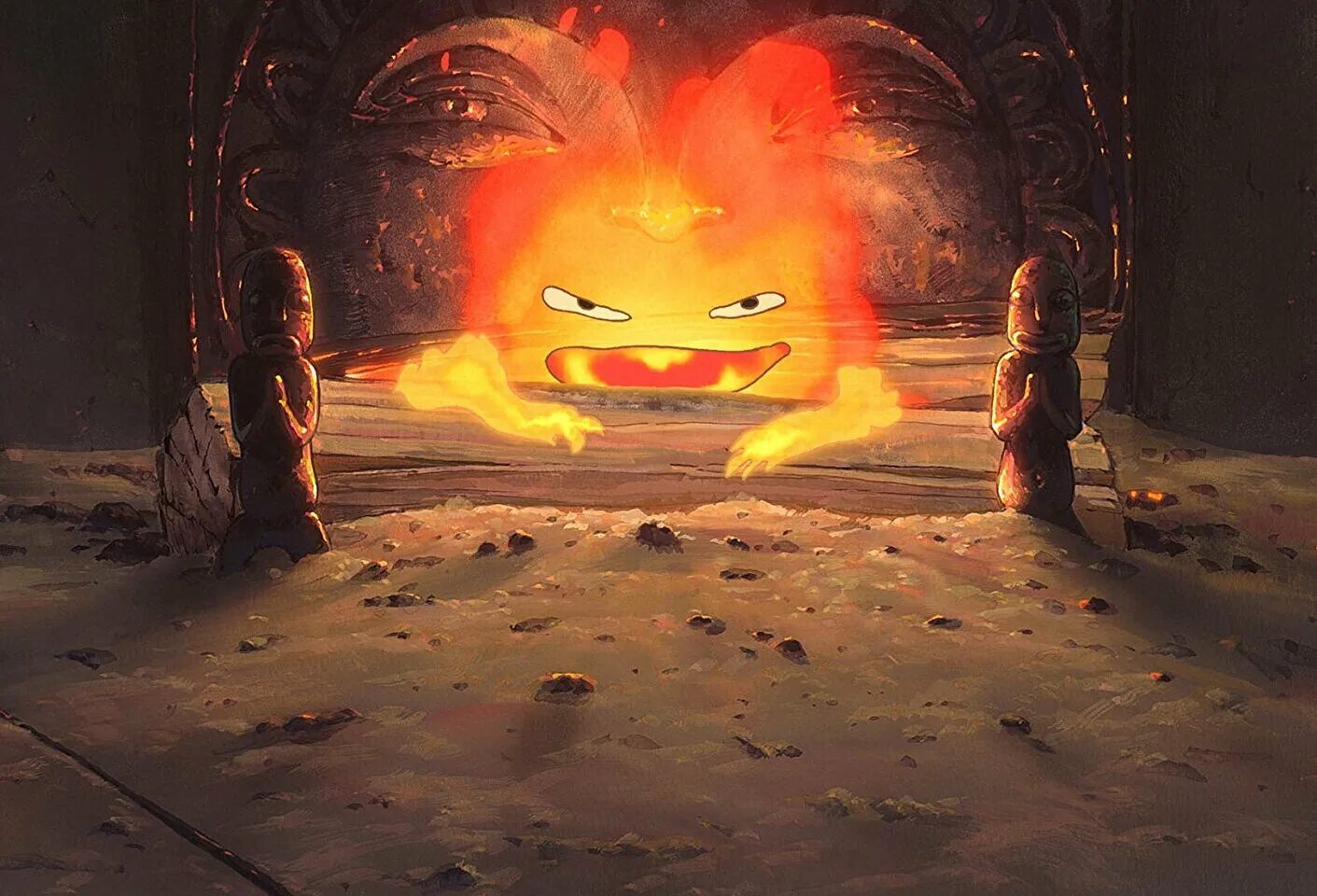 Огонек хаяо миядзаки. Ходячий замок хаула огонь. Ходячий замок кальцифер. Хаяо миядзаки кальцифер. Аниме ходячий замок кальцифер.