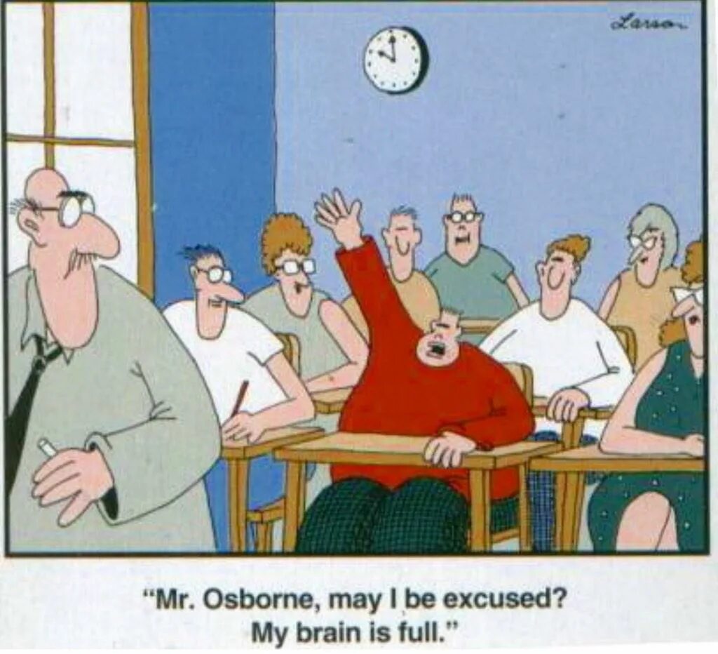 May i be excused. Gary Larsen far Side. Excuse my Brain. Are excused.