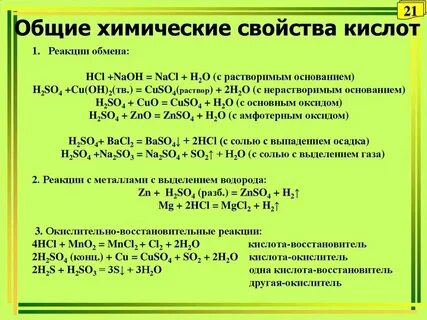 Свойства кислот 9 класс химия таблица