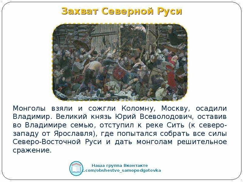 Захват монголами руси. Захват Северо Восточной Руси. Гибель князя Юрия Всеволодовича.