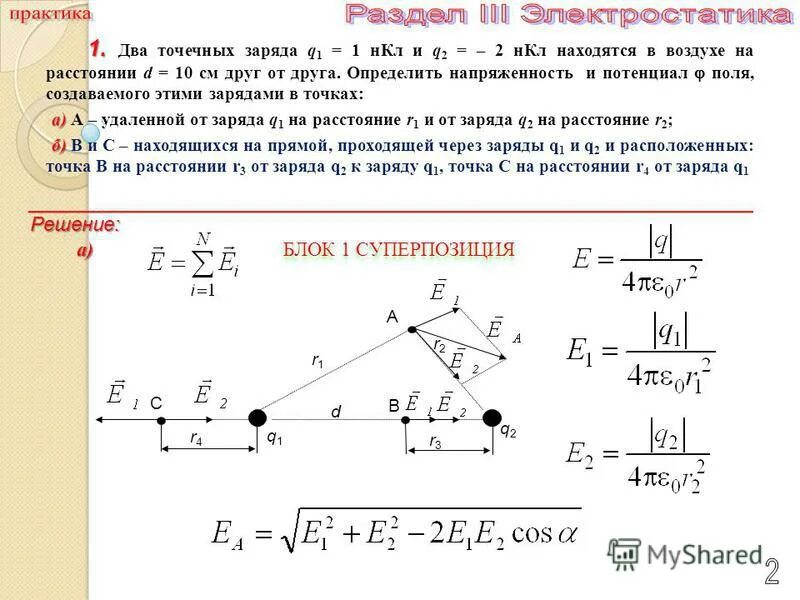 Два точечных положительных заряда q1 5 нкл и q2 10 нкл. В точке а расположен заряд q. Как определить направление вектора силы кулона. В точке а расположен заряд q. 5 нкл распределен неравномерно по тонкому кольцу радиуса r 7.