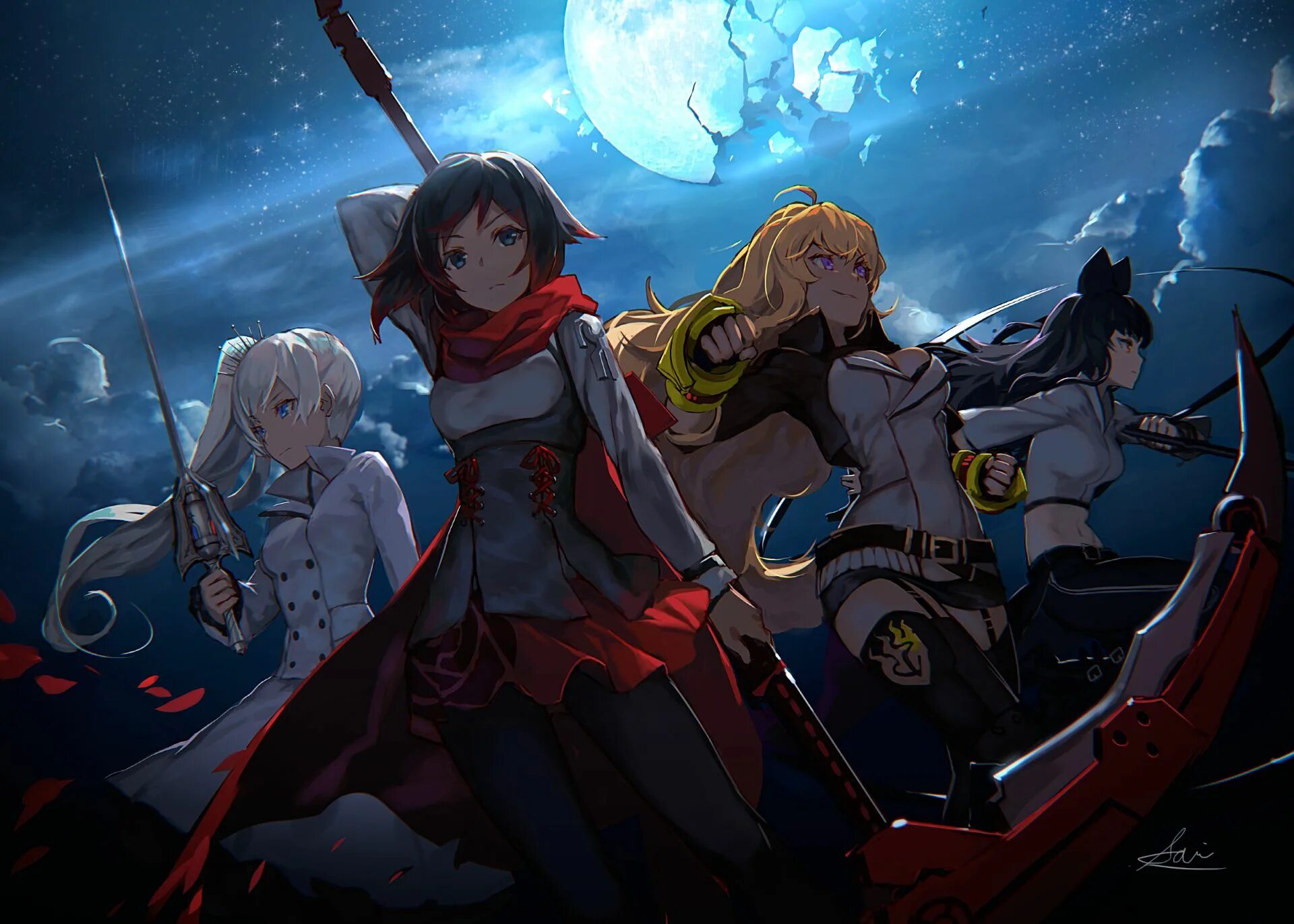 Красный, белый, черный, желтый / RWBY.