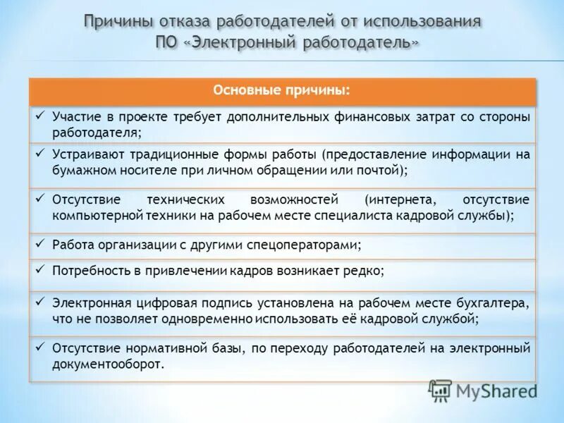 Причина участия. Причины отказа от электронного документооборота образец. Отказ от электронного документооборота образец письма. Причина отказа. Причины отказа работодателя.