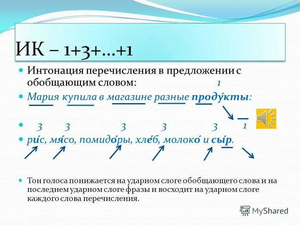 Виды интонации. Интонация ИК-1. ИК-3 интонационная конструкция. Интонация в русском языке. Интонация перечисления.