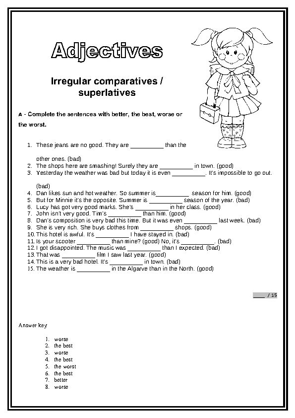 Superlative degree в английском языке Worksheets. Irregular adjectives Comparatives and Superlatives Worksheets. Irregular adjectives Worksheets. Задания на Comparative and Superlative adjectives. Comparatives and superlatives for kids