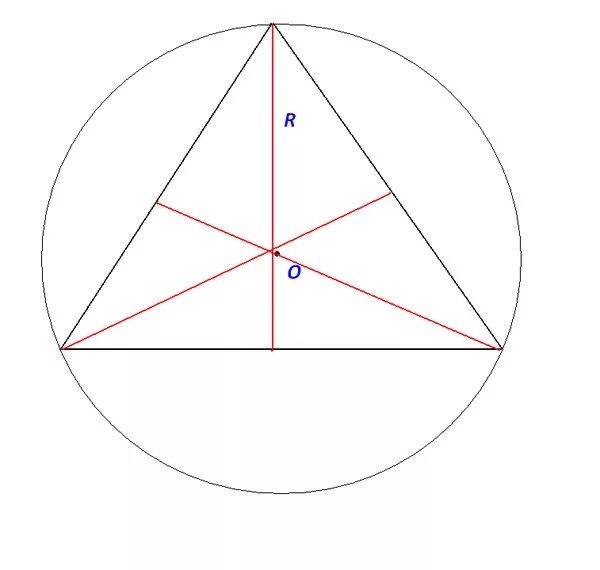 Окружность описанная около тупоугольного треугольника. Чертим равносторонний треугольник. Равносторонний треугольник с окруж.