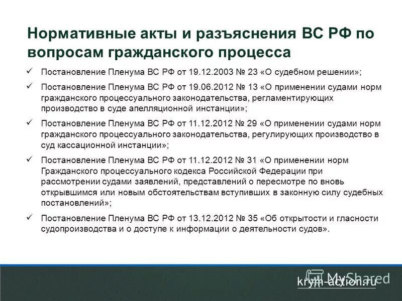 Постановление вс рф 23. Постановление вс РФ. Постановление Пленума вс. Постановление ГПК РФ. Постановления Пленума примеры гражданских дел.