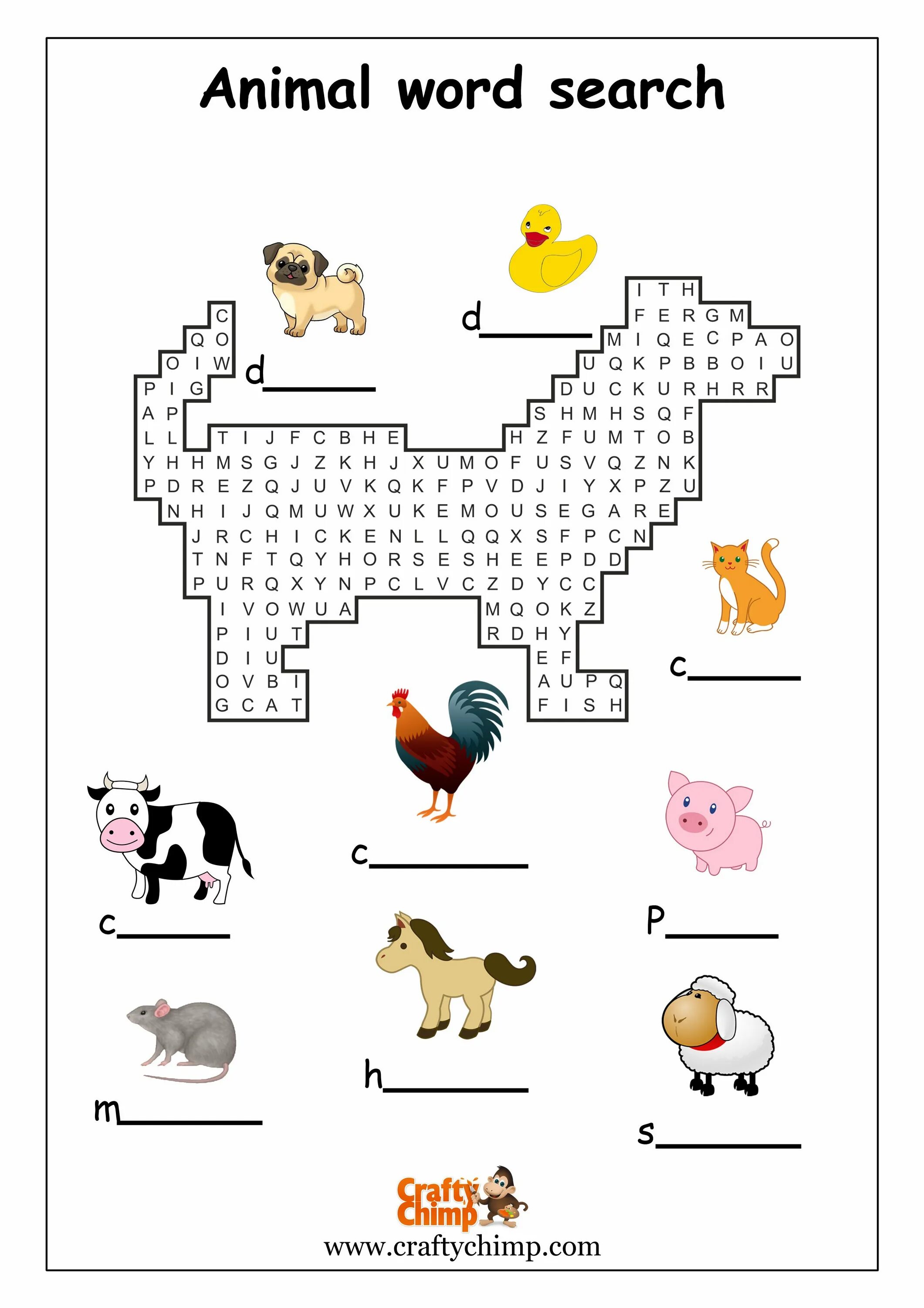 Animals wordsearch