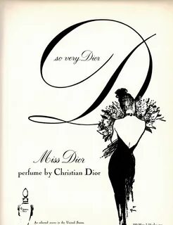 1955 Christian Dior Miss Dior diorama perfume bottle Rene Gruau.