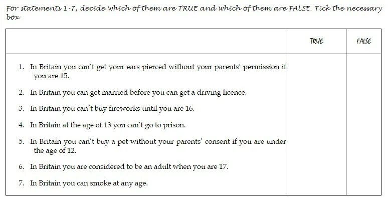 Decide if the statements. In the age or at the age. at the age of время. true/false in britain. the family in britain is changing people get married at a later age ответы.