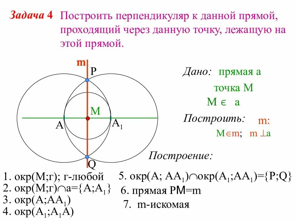 Построим прямую проходящую через точку. Построение перпендикулярных прямых с помощью циркуля и линейки. построение перпендикуляра к прямой с помощью циркуля. построение прямоймртходящей через точку. построение перпендикуляра к прямой.