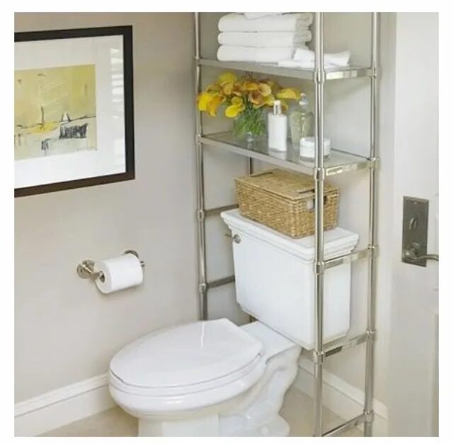 Полочки для туалета над унитазом фото Pin on Home Restroom decor, Small bathroom decor, Bathroom shelf decor