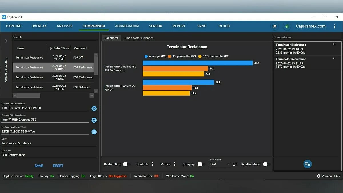 Intel graphics 750. Uhd graphics 750. capframex. amd fidelityfx super resolution test. amd fidelityfx.