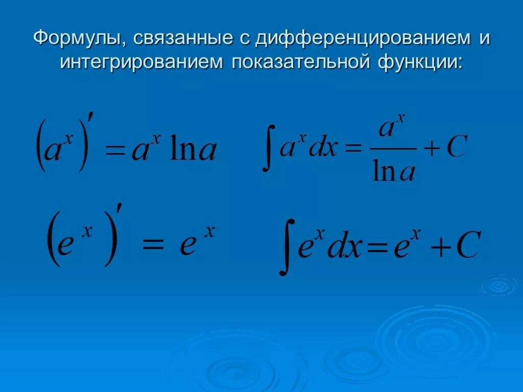 Показательный интегралы. Интегрирование показательной функции. Интеграл показательной функции. Формула интегрирования степенной функции. Определенный интеграл от показательной функции.