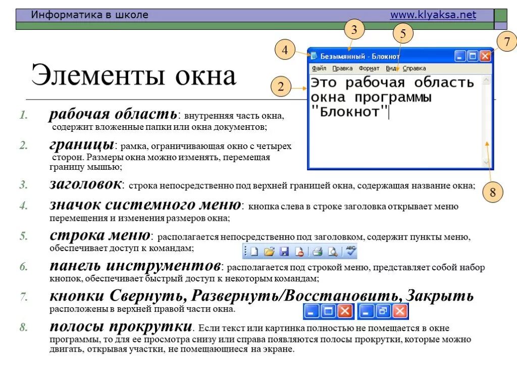 Основные элементы информатики. Элементы окна информатика. элементы окна. окно (информатика). заголовок информатика.