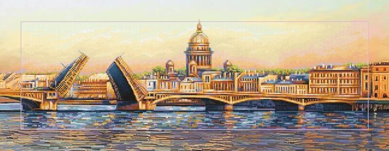 Большая алмазная мозаика (109см х 36см) с 5D стразами частично заполненная