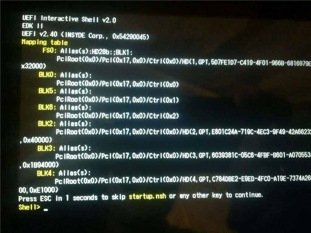 UEFI built in EFI Shell. Press ESC in 1 seconds to skip Startup.NSH any other Key to continue. UEFI interactive Shell 2.1 что делать. UEFI interactive Shell v2.1. Uefi interactive shell