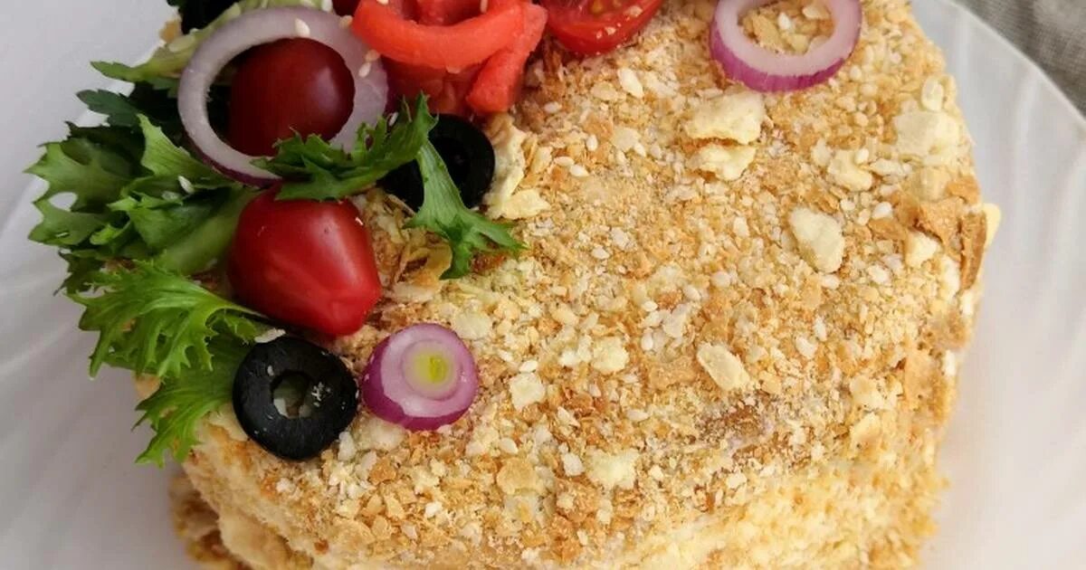 Закусочный торт наполеон из готовых. Закусочный торт наполеон из готовых