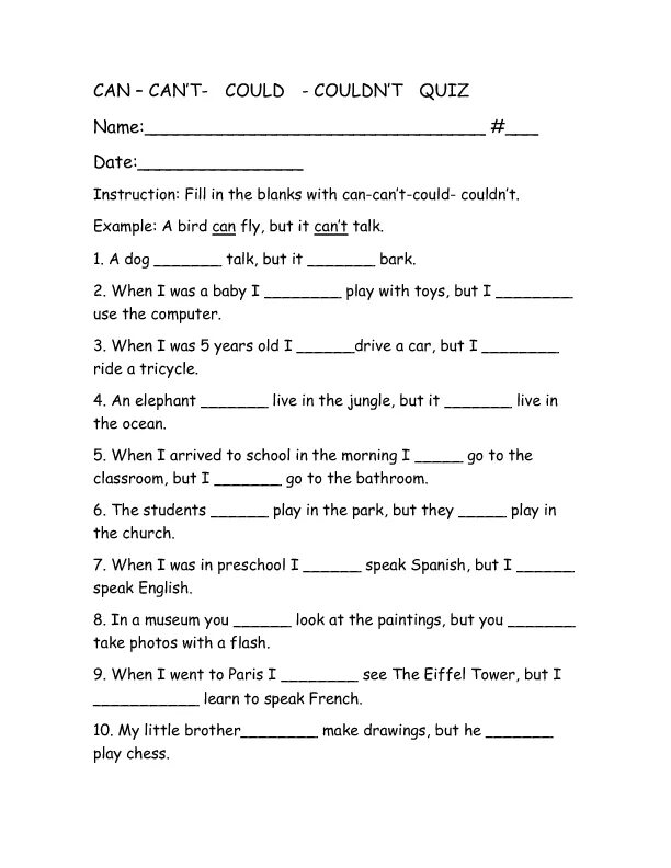 Complete the sentences with could couldn t. Can could упражнения. Can can't упражнения. Английский can упражнения. Задание to be able to.
