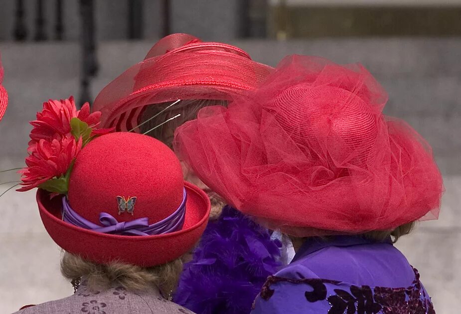 День «общества красных шляпок» (Red hat Society Day). День общества красных шляпок 25 апреля. Шляпа красная. Большие шляпы с цветами.