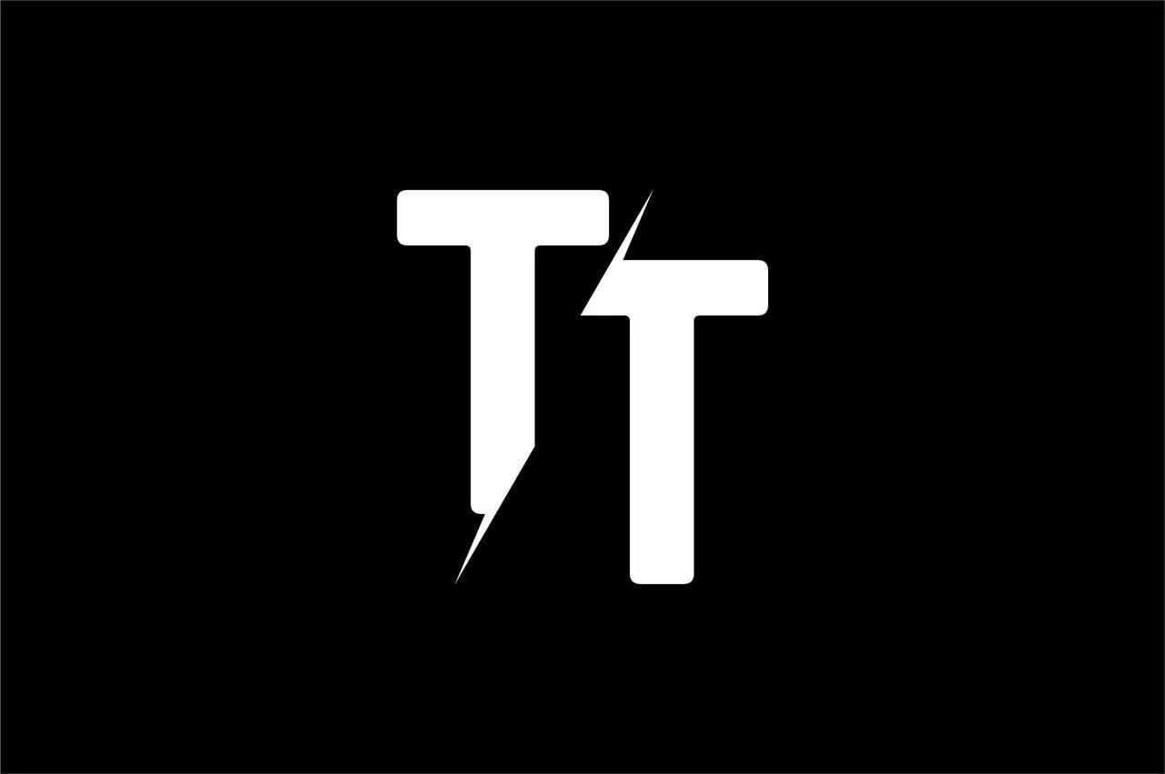 Логотип ТТ. Буква т на черном фоне. Логотип с буквой т. TT надпись.